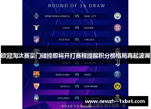 欧冠淘汰赛豪门碰撞即将开打赛程提醒积分榜格局再起波澜 欧冠淘汰赛豪门碰撞即将开打赛程提醒积分榜格局再起波澜
